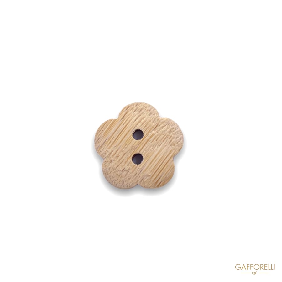 Two Hole Button In Wood The Shape Of a Flower 1125 -