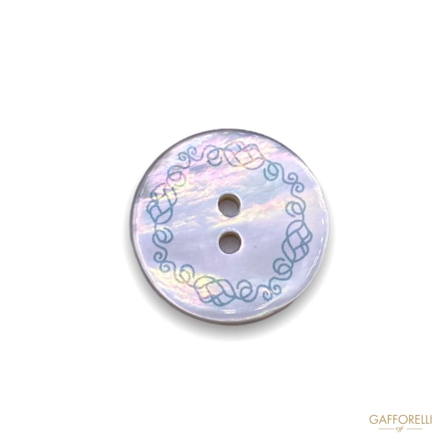 Two-hole White Mother-of-pearl Button With Decorations 100 -