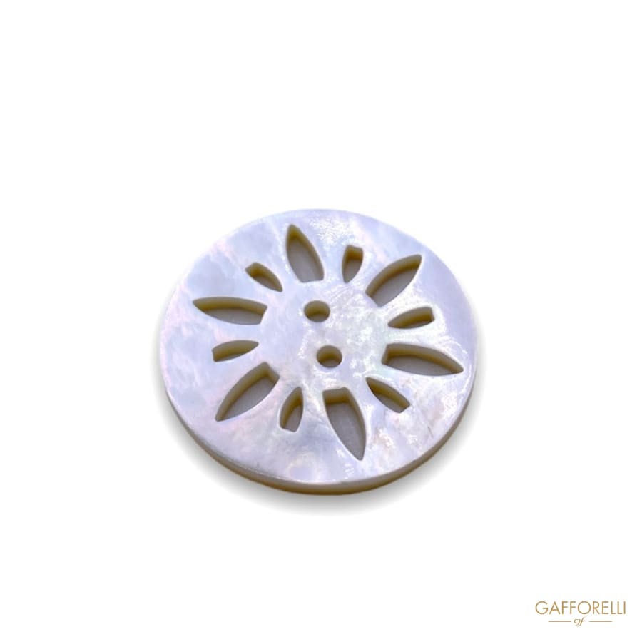 Two-hole White Mother-of-pearl Button With Decorations 886 -