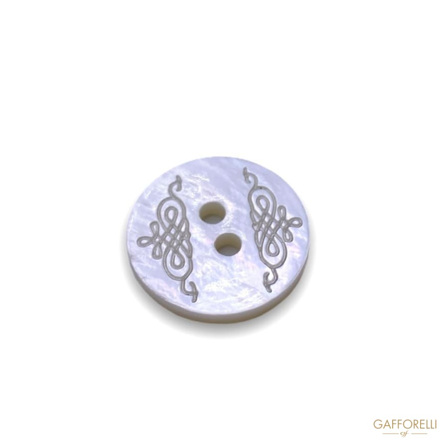 Two-hole White Mother-of-pearl Button With Side Decorations