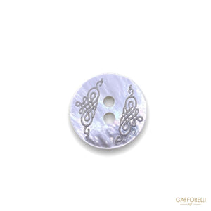 Two-hole White Mother-of-pearl Button With Side Decorations