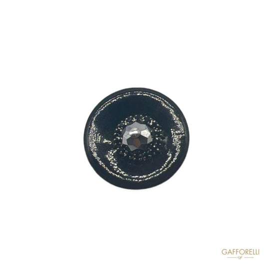 Vintage Button with Rhinestones in Eco-leather A606