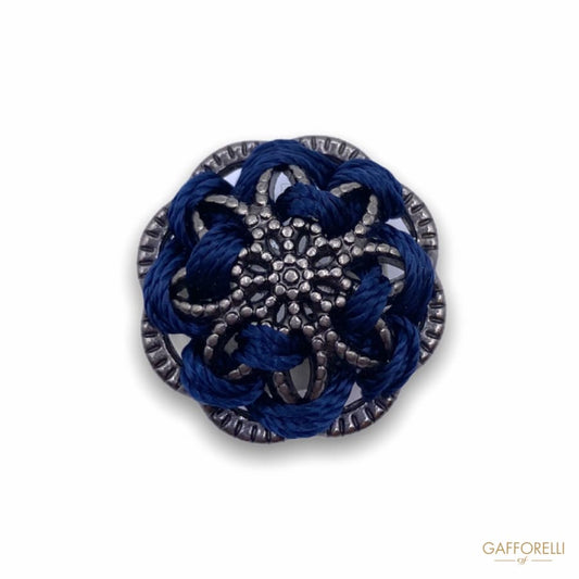 Vintage Metal Button with Blue Ribbon B165 - Gafforelli Srl