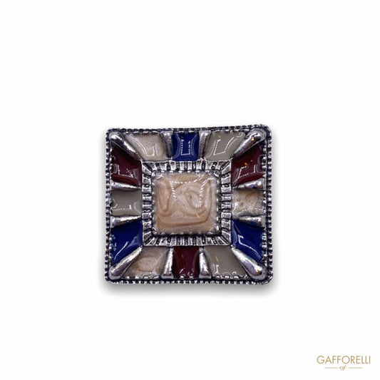 Vintage Style Square Metal Button B134 - Gafforelli Srl