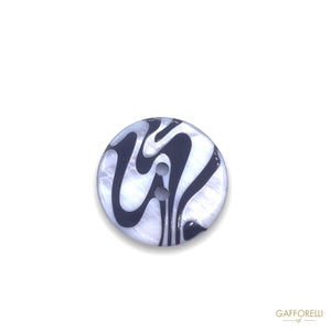 White Mother-of-pearl Button With Black Wave Decorations 939