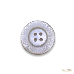 White Mother-of-pearl Button Decorated With External Lines