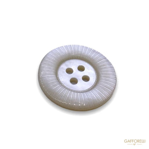 White Mother-of-pearl Button Decorated With External Lines