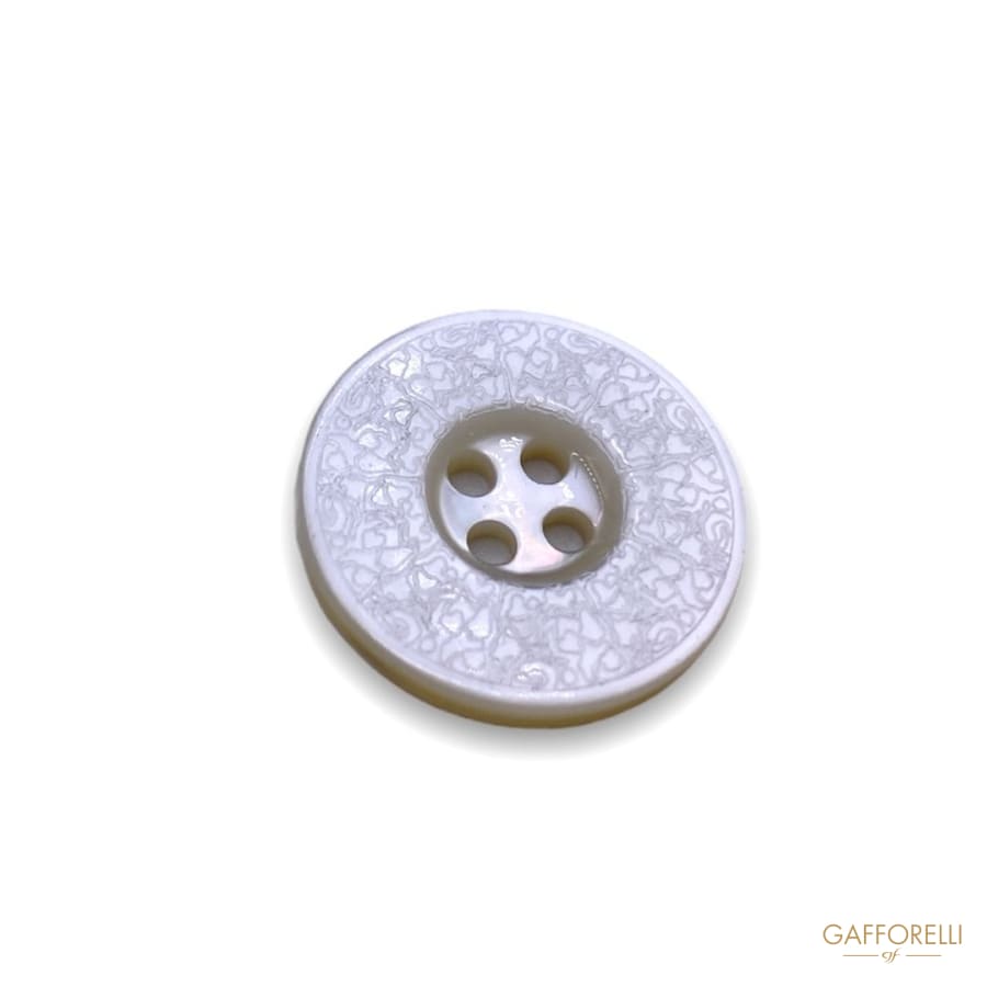 White Mother-of-pearl Button With Four-hole Laser Engraving