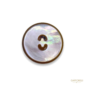 White Mother-of-pearl Button With Gold Back And Hook G105 -