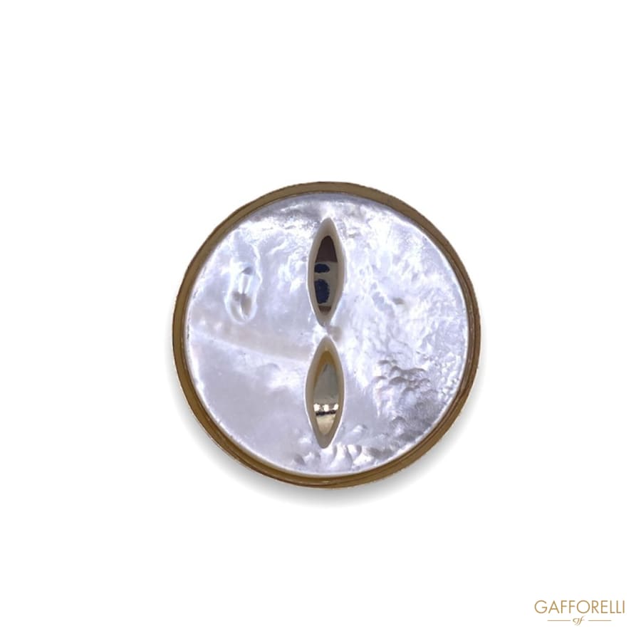 White Mother-of-pearl Button With Gold Back And Hook G107 -