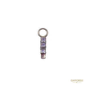 Zip Puller In Color Silver Zamak With Swarovski 3740-