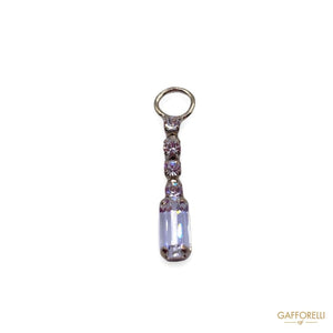Zip Puller in Color Silver Zamak with Swarovski 5070 t