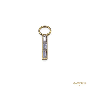 Zipper Puller in Gold Colored Zamak with Crystal Stones