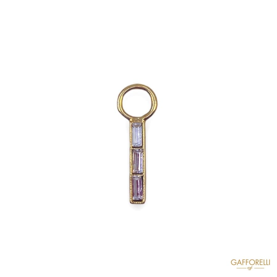 Zipper Puller in Gold Colored Zamak with Crystal Stones